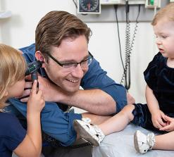 Sam Ogden with patients