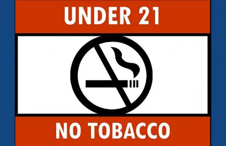 Image depicting a crossed-out cigarette and the words Under 21 No Tobacco