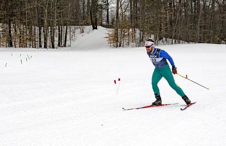 Sam skiing