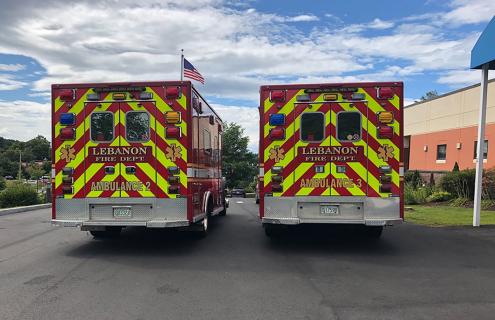 Lebanon Fire Department ambulances outside Alice Peck Day Memorial Hospital