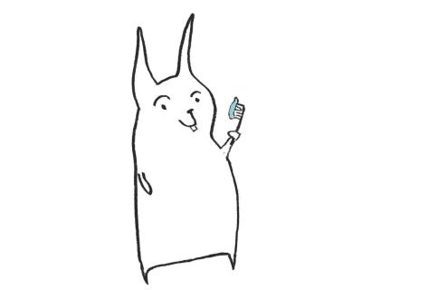 Bun brushing their teeth