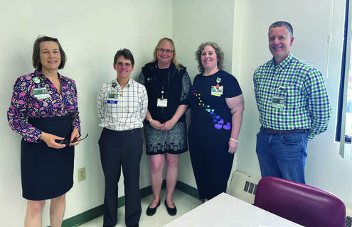 Left to right: Carole Gaudet (APD); Sue Mooney, MD (APD); Rachel Charlton (New London Hospital, Abigail Berge-Clogston (Dartmouth-Hitchcock); David Watts (APD)